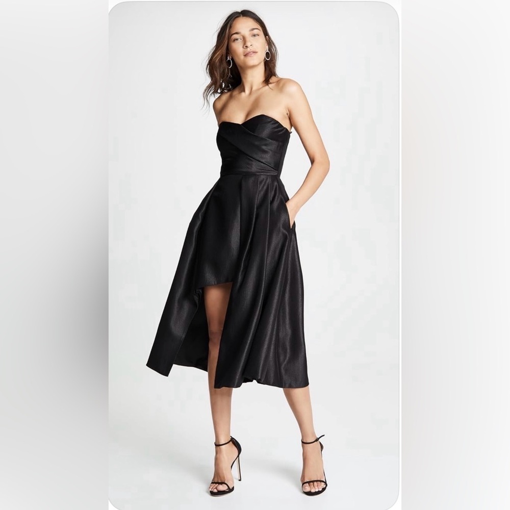 Black Halo Caine Black Strapless Evening Dress